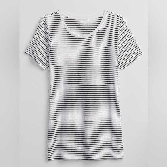 GAP | White & Black Stripe Cotton Blend Favorite Tee T-Shirt - Picture 3 of 7